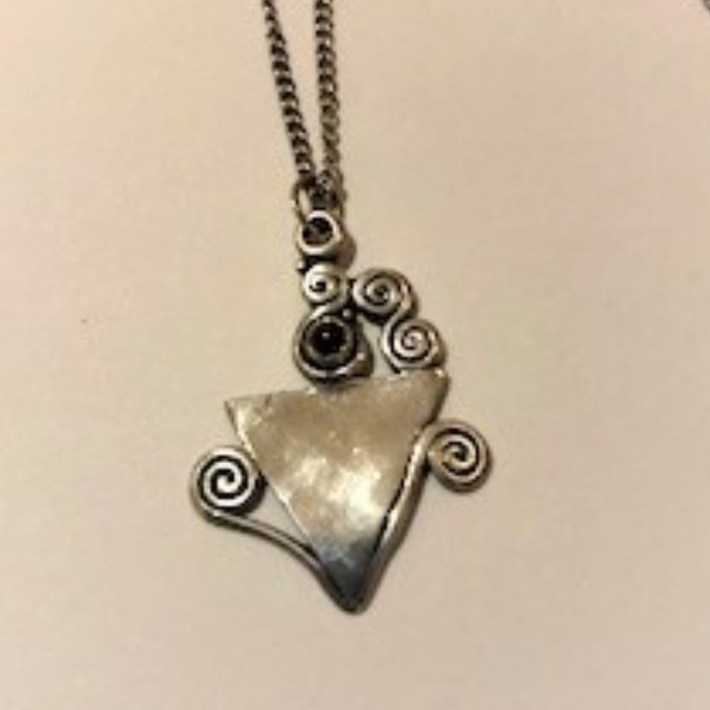 ⬇️Genuine Silver Triangle Necklace and Earrings - Picture 5 of 7